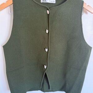 Zara Dark Green Buttoned Blouse